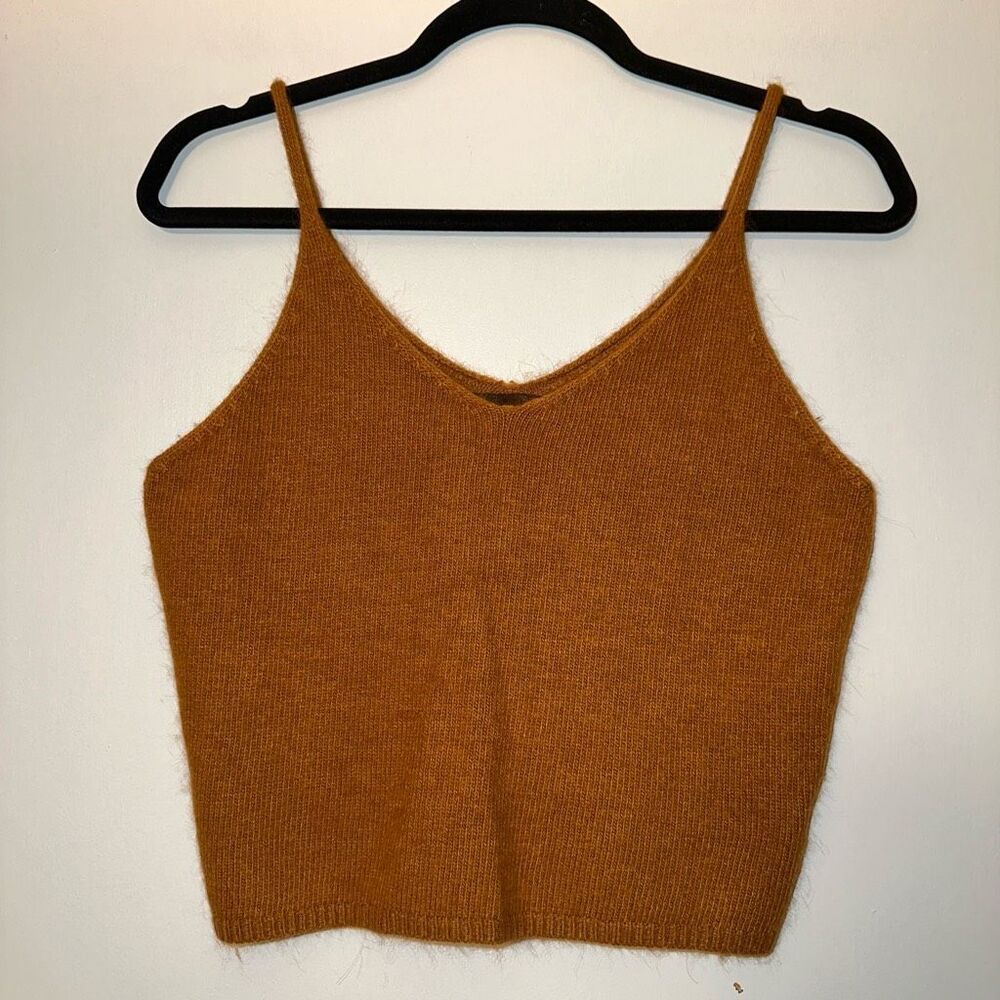 Code x Mode XS Knit Angora Blend Cropped Womens Tank Top Burnt Orange EUC